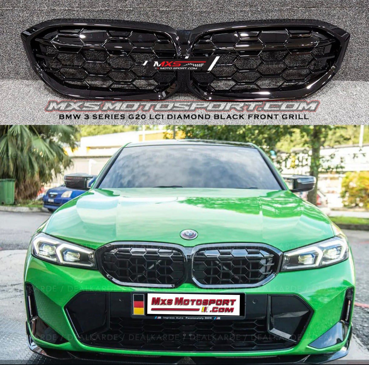 MXS4172 Diamond Front Bumper Black Grill For BMW 3 Series G20 LCI