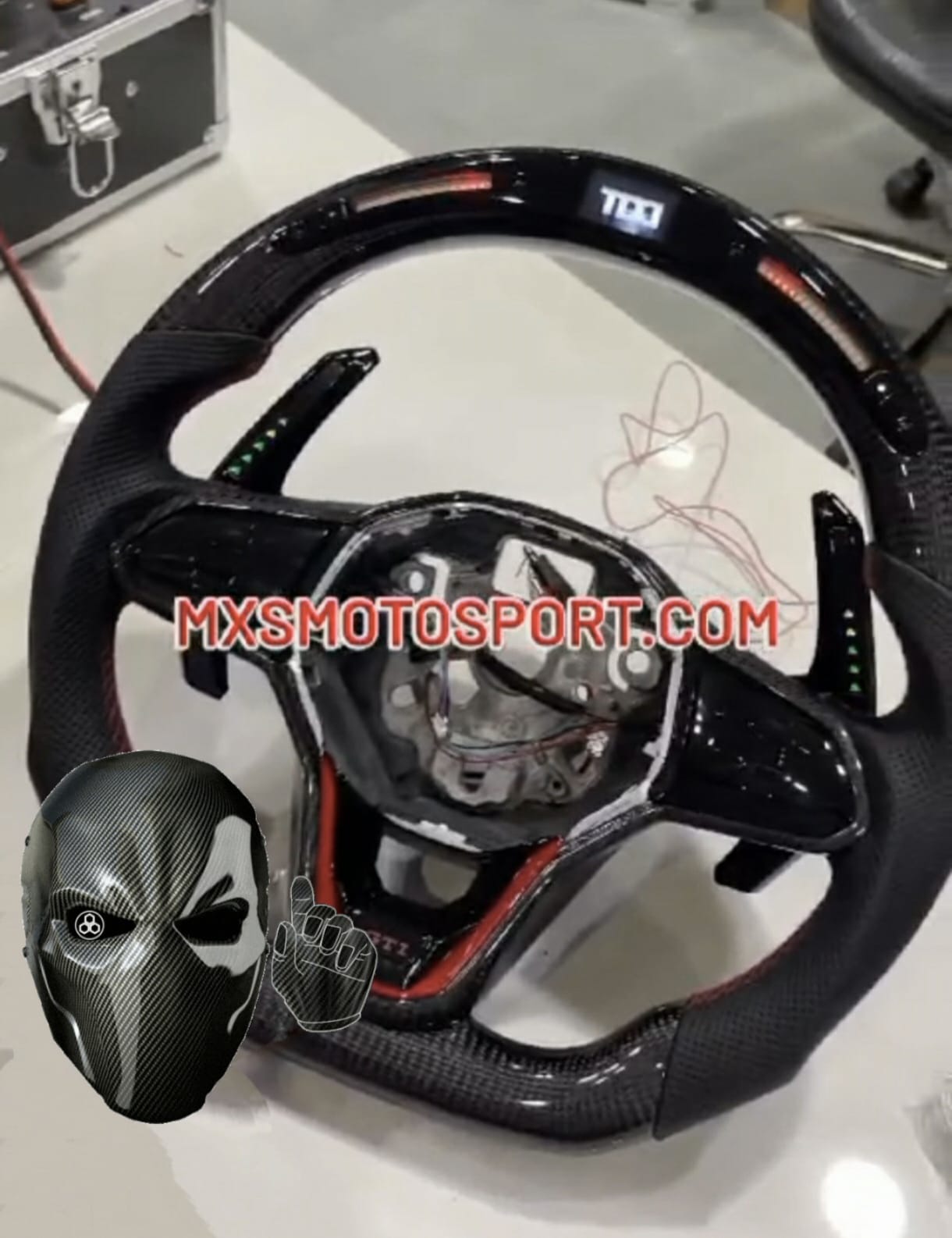 MXS4180 GTI Carbon Fiber Steering with RPM Light For Volkswagen Polo