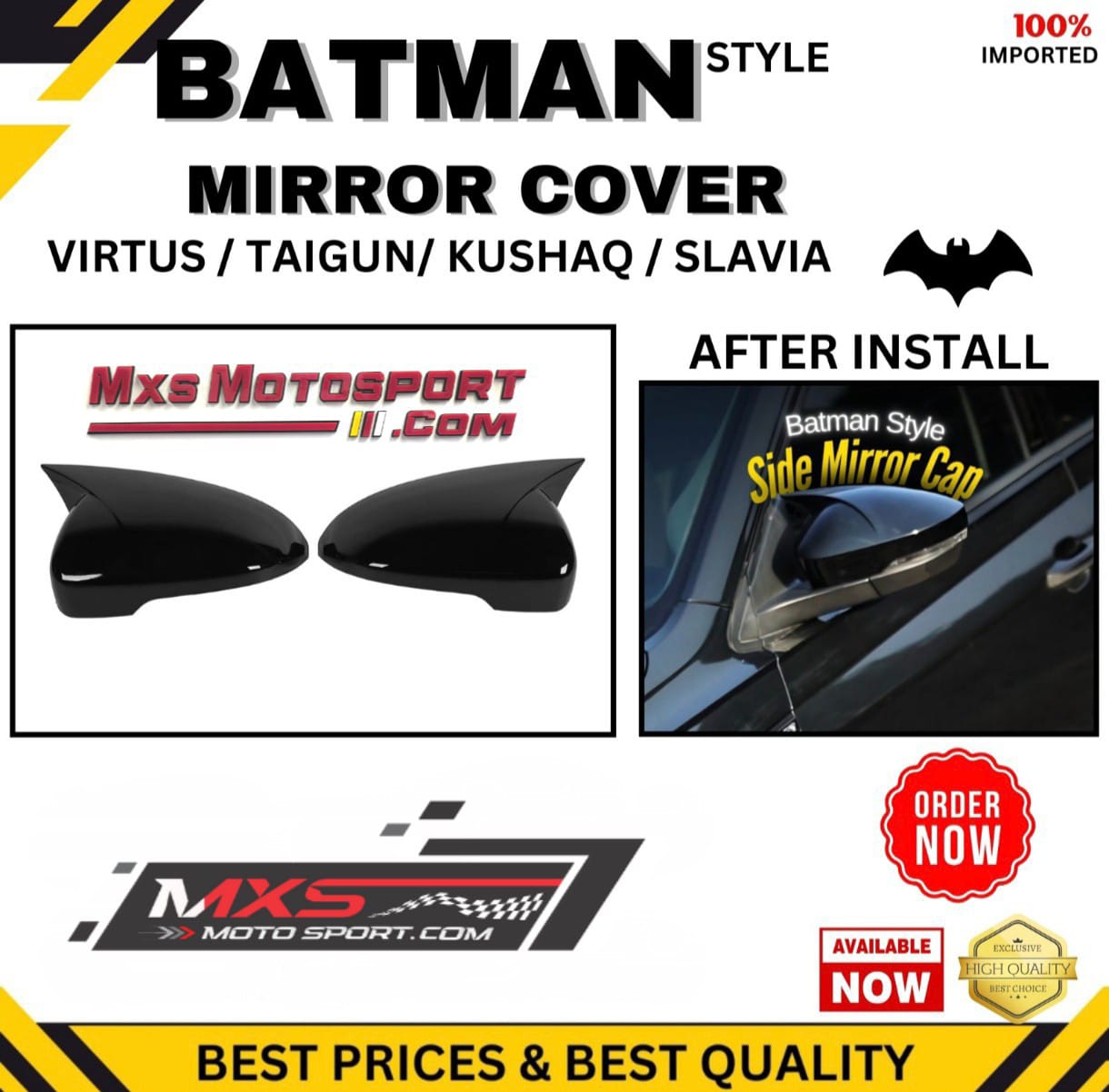 MXS4320 BATMAN Style Mirror Covers For Volkswagen Virtus / Taigun & Skoda Kushaq / Slavia
