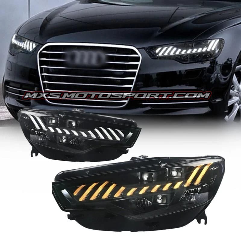 MXS4404 Full LED LENS Projector Headlights for Audi A6/A6L (2012–2015, C7) – A7 Style Upgrade with Dynamic DRL