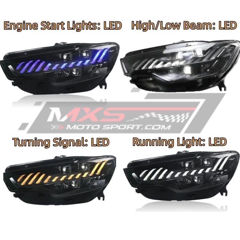 MXS4404 Full LED LENS Projector Headlights for Audi A6/A6L (2012–2015, C7) – A7 Style Upgrade with Dynamic DRL