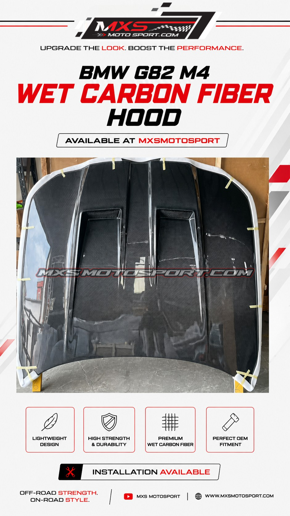 MXS4744 BMW G82 M4 Wet Carbon Fibre Hood
