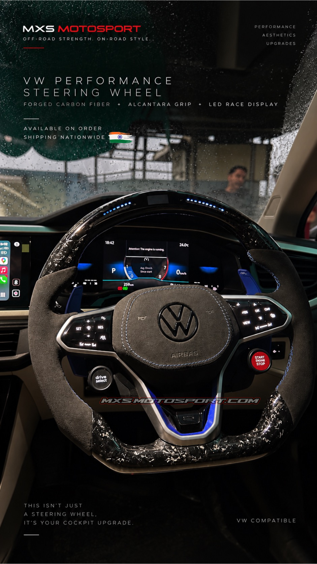 MXS4756 VW Performance Steering Wheel – Forged Carbon Fiber & Alcantara