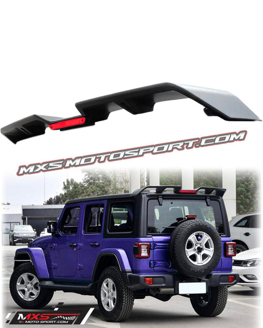 MXS4141 Rear Spoiler For Jeep Wrangler Rubicon With LED Light Matte Black Roof Spoiler