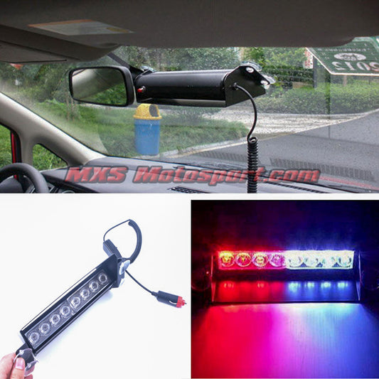 MXS2487 Police Style 8 LED Red Blue and White Strobe Flasher Light For Car and SUV