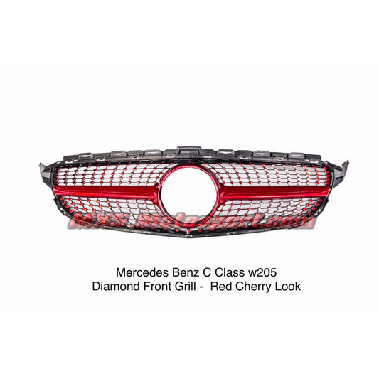 MXS2654 Mercedes Benz C Class W205 Sport Diamond Front Grill 2014 Red Cherry Look
