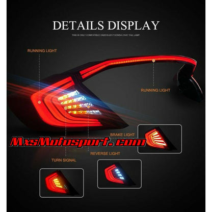 MXS2988 Honda Civic Led Tail Lights with Intelligent Feature Knight Rider Matrix Series