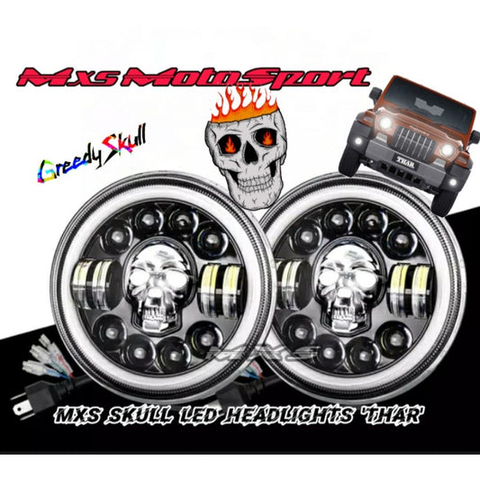 MXS3095 Skull LED Headlights For Mahindra Thar 2020+