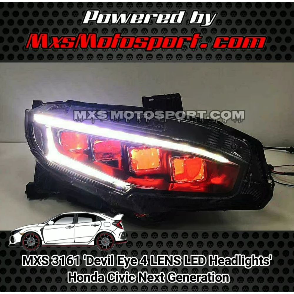 MXS3161 Devil Eye 4 LENS LED Headlights Honda Civic Next Generation