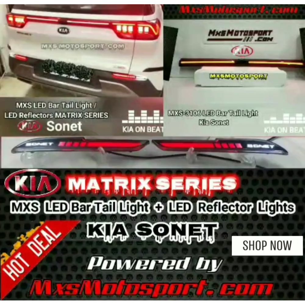 MXS3182 Kia Sonet LED Bar Tail Light + LED Reflector Lights Upgrade COMBO