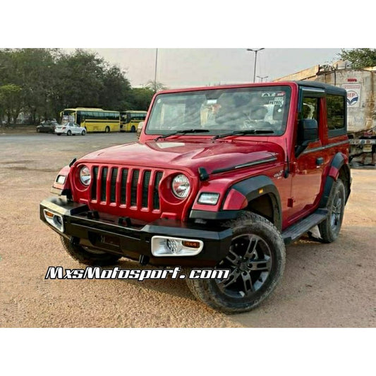 MXS3581 Mahindra Thar Metal 3MM Bumper Overland Type with Built-in Winch Plate Complete with Lights and Fender Lip 2020+