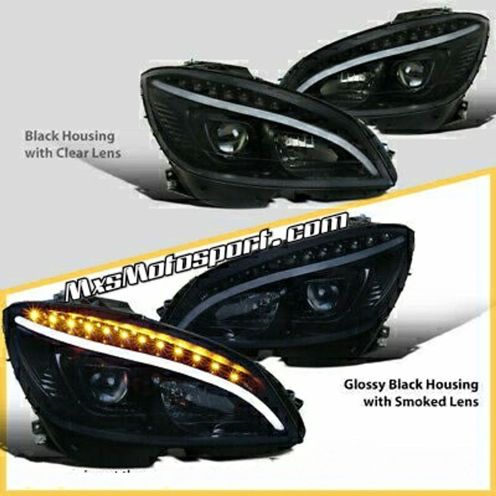 MXS3716 Glassy Black LED Projector Headlights For Benz W204 C-Class 2008-2011