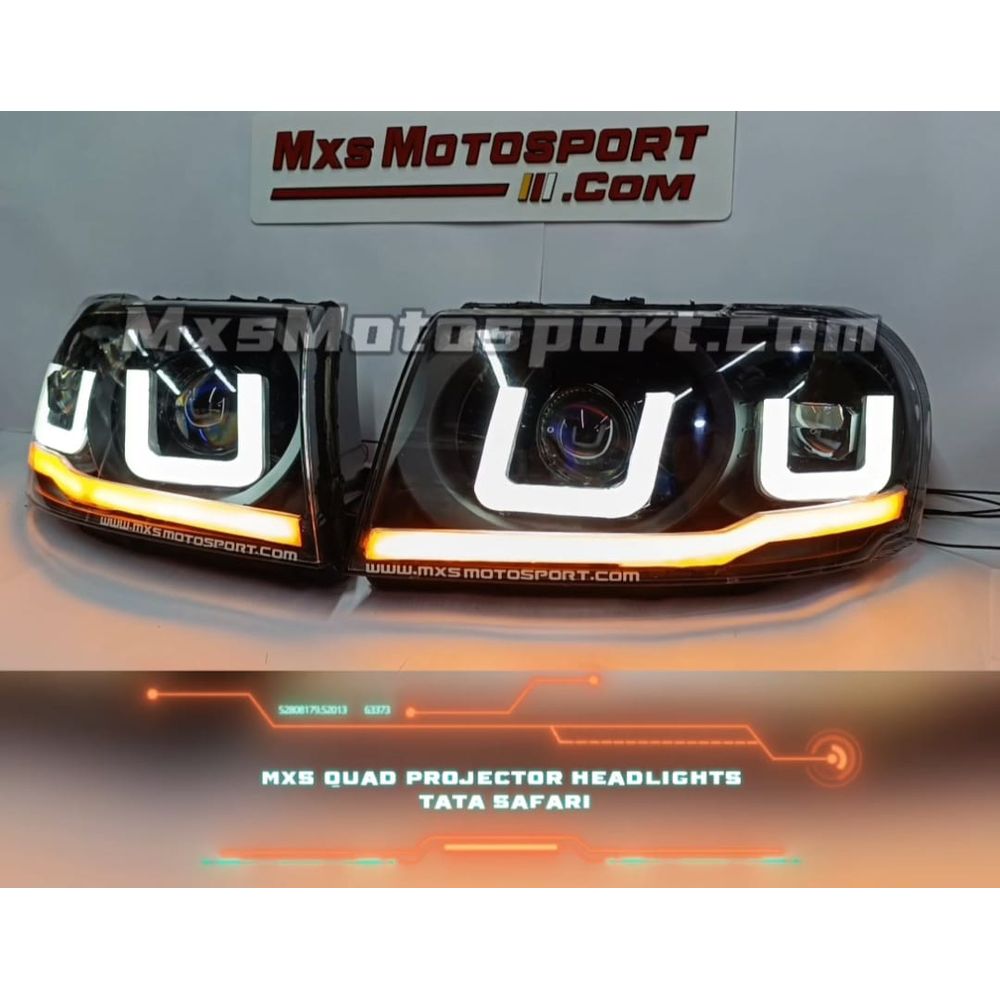 MXS4060 Quad LENS LED Projector Headlights Tata Safari Dicor