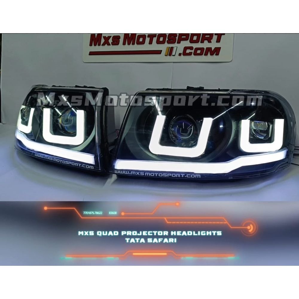 MXS4060 Quad LENS LED Projector Headlights Tata Safari Dicor