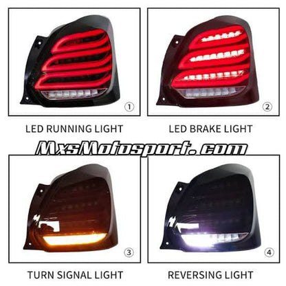 MXS4082 LED Tail Lights Maruti Suzuki Swift Smoked Black with Scanning Feature