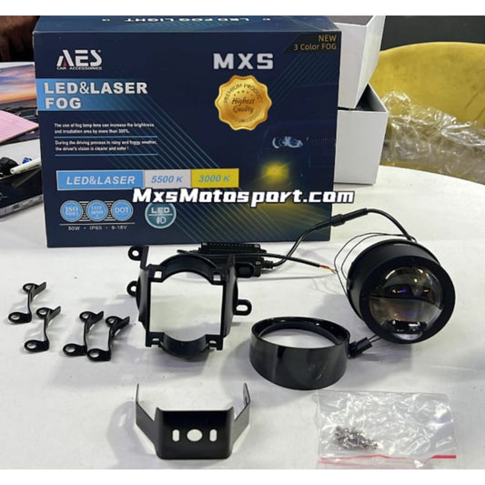 MXS4103 AES Q8 Pro 100-100W/pair 3 Inch Blue Quattro Lens Fog Projector Tricolor 5500k & 3000k (LED & Laser Projector Fog )