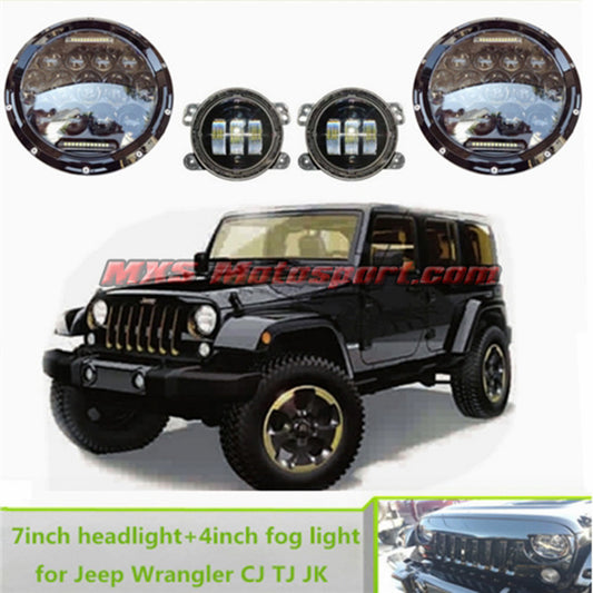 MXSHL434 Daymaker LED Monster Projector Headlight + Side Auxiliary Lamps (COMBO) Mahindra Thar Jeep