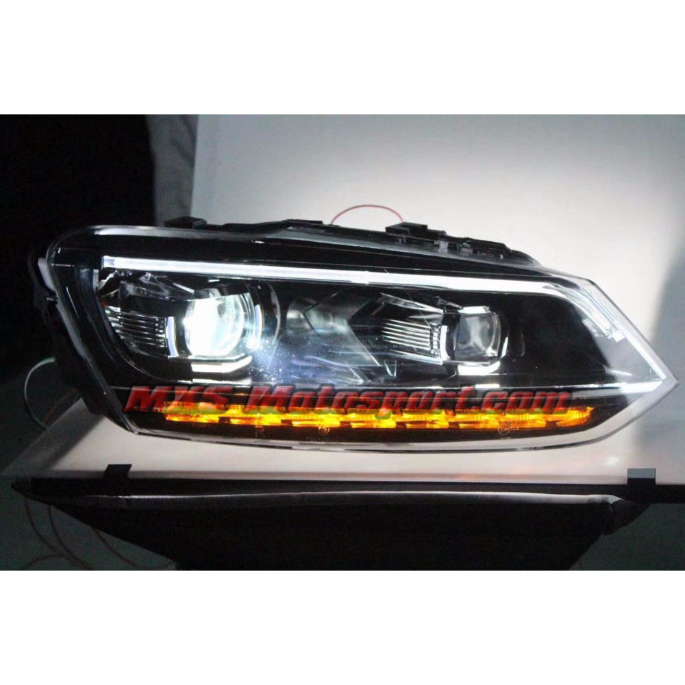 MXSHL703 Volkswagen Vento Led Daytime Quad Projector Headlights with Matrix Turn Signal Mode