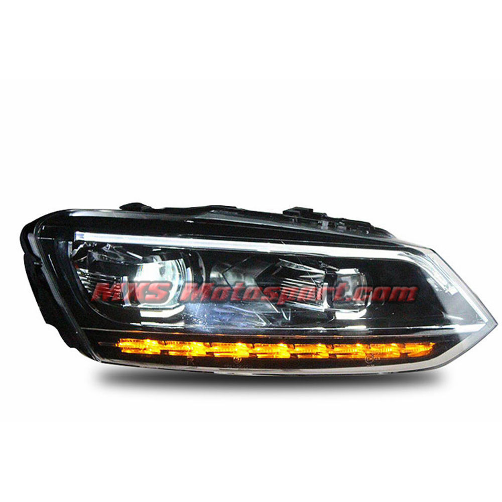 MXSHL702 Volkswagen Polo Led Daytime Quad Projector Headlights with Matrix Turn Signal Mode