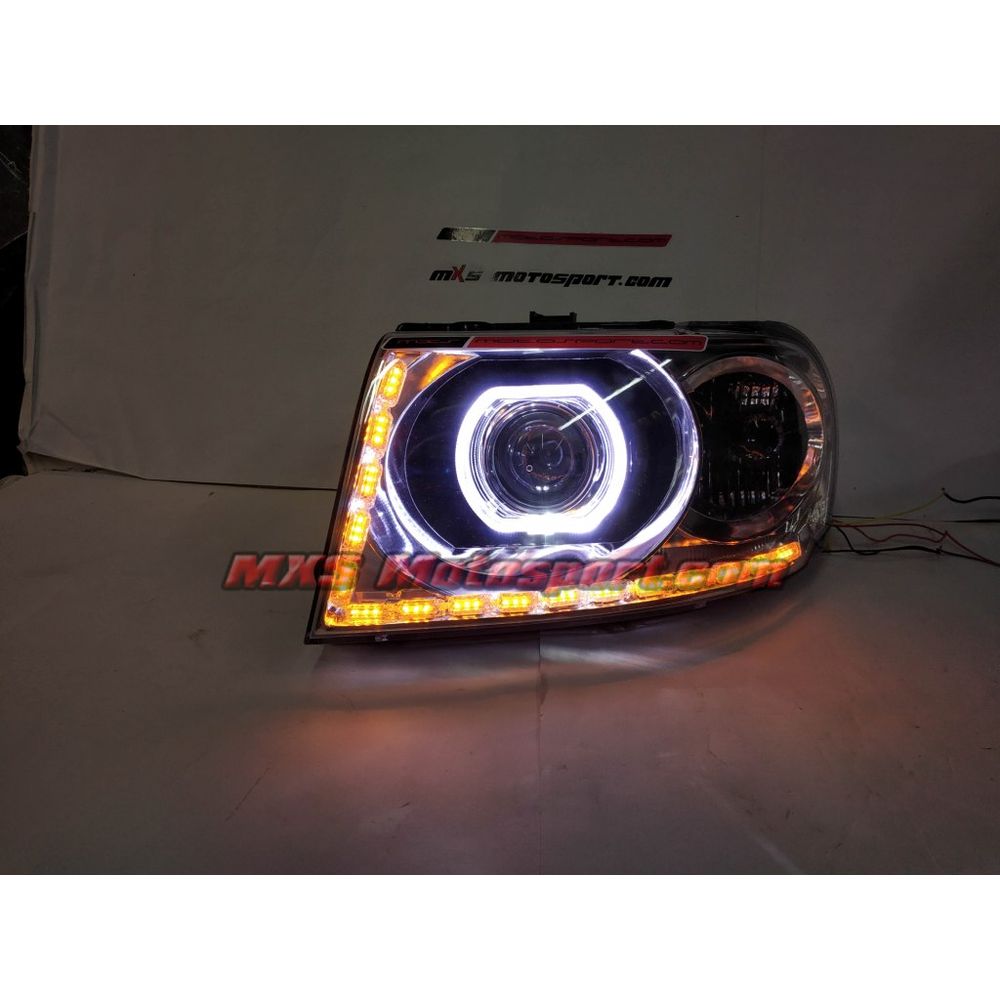 MXSHL734  Tata Safari Dicor Daytime LED Projector Headlights with Matrix Turn Signal Mode