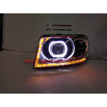 MXSHL734  Tata Safari Dicor Daytime LED Projector Headlights with Matrix Turn Signal Mode