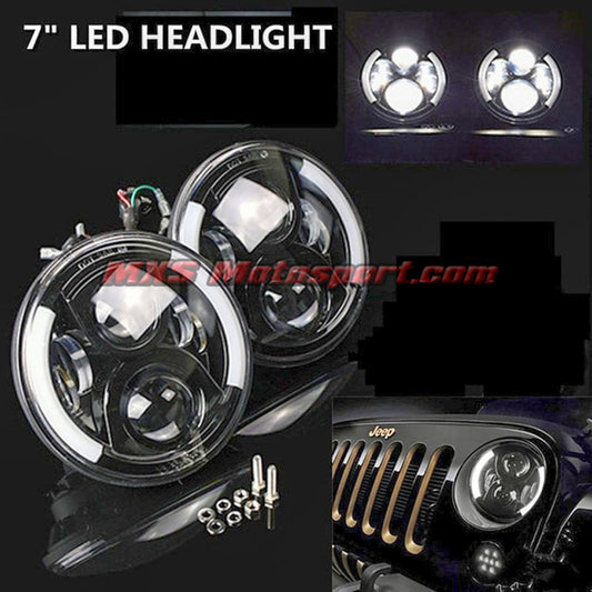 MXSHL93 Tech Hardy White Angel Eye Projector Headlights for Mahindra Thar Jeep Wrangler