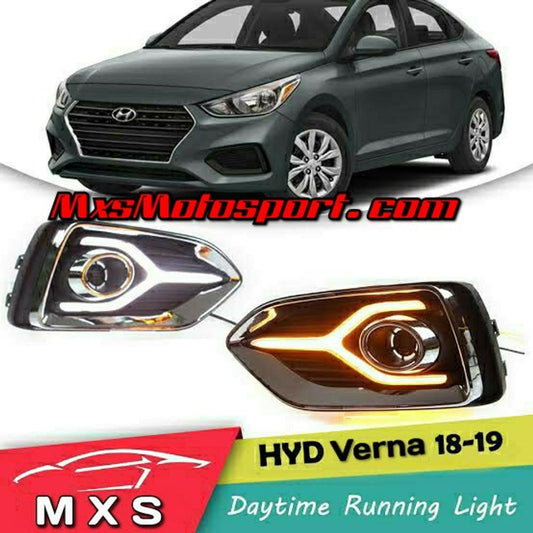 MXS2937 Hyundai Verna LED Daytime Fog Lamps With Turn Signal Mode New Version