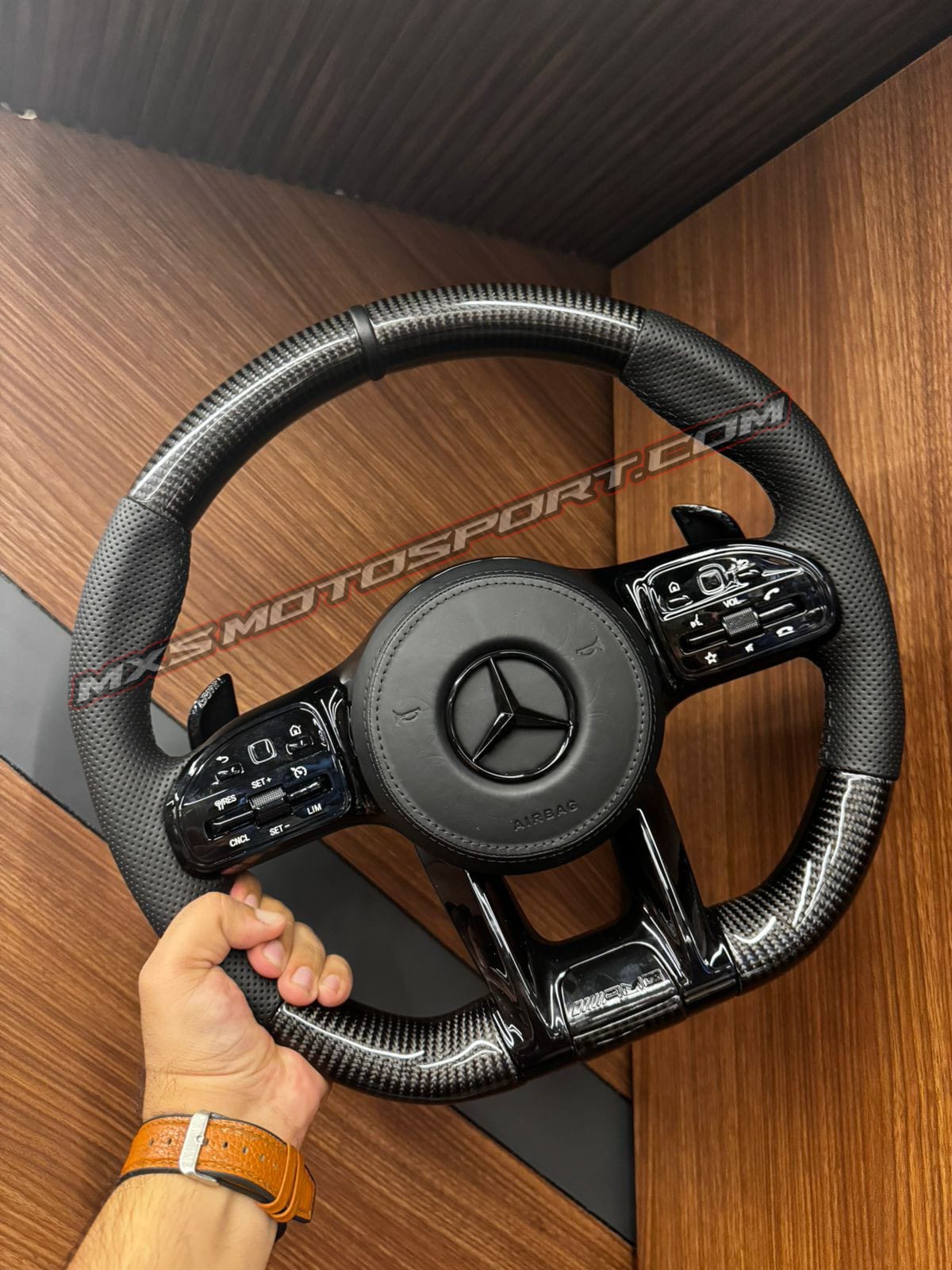 MXS4609 Mercedes-AMG Carbon Fiber Perforated Leather Performance Steering Wheel – Gloss Black Edition