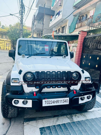 MXS4269 Rubicon Style Bumper Mahindra Thar ROXX With Upper Metal Guard & Dual Fog Lamp Chambers ABS