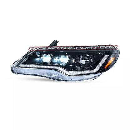 MXS4395 TRI-LENS LED Projector Headlights For Honda Civic FD (2005–2015) Type-R Edition Matrix DRLs | Premium Black Finish