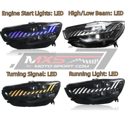 MXS4404 Full LED LENS Projector Headlights for Audi A6/A6L (2012–2015, C7) – A7 Style Upgrade with Dynamic DRL