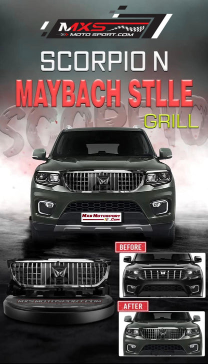 MXS4442 Maybach-Style Luxury Front Grill For Mahindra Scorpio N – Elegance Meets Dominance