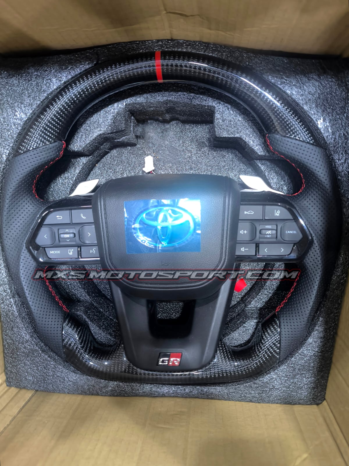 MXS4512 LC300-Style Carbon Fiber Steering Wheel with Paddle Shifters For Toyota Vehicles | Premium Upgrade