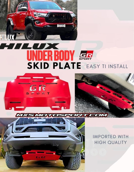 MXS4524 Toyota Hilux GR Sport-Style Red Undercarriage Skid Plate | Rugged Adventure Off-Road Protection