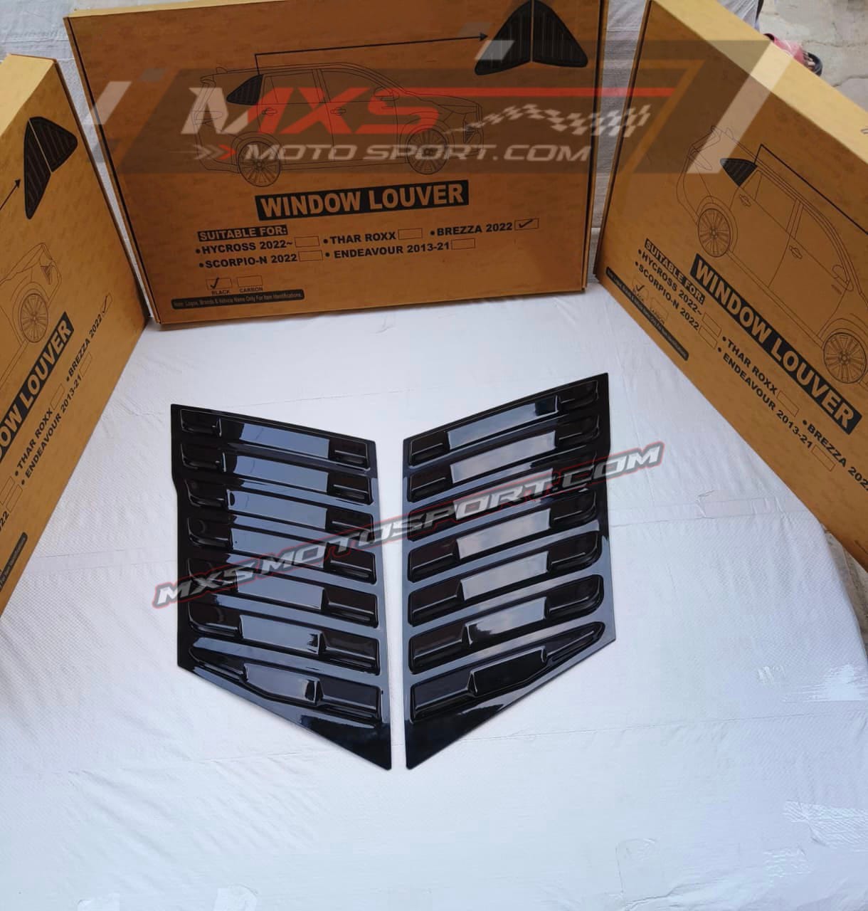 MXS4529 AeroFlow Window Louvers – Glossy Black Maruti Brezza 2022 Onwards