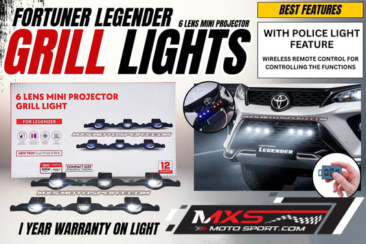 MXS4563 Toyota Fortuner Legender 6-Lens Mini Projector Grill Lights with Police Light & Wireless Remote Control