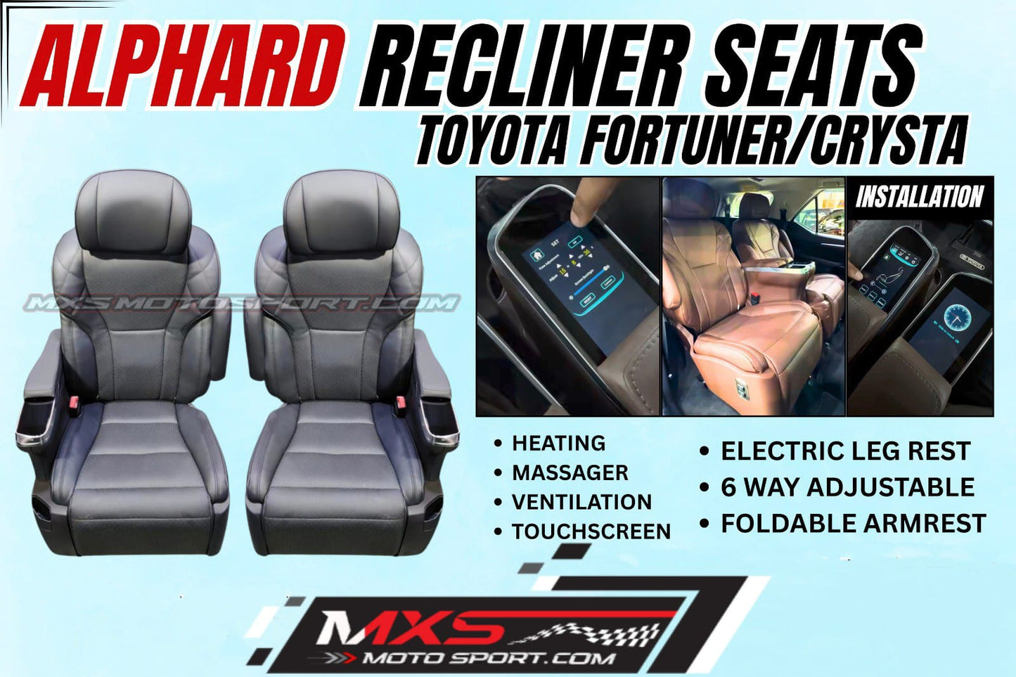 MXS4570 Alphard-Style Luxury Recliner Seats for Toyota Fortuner / Innova Crysta