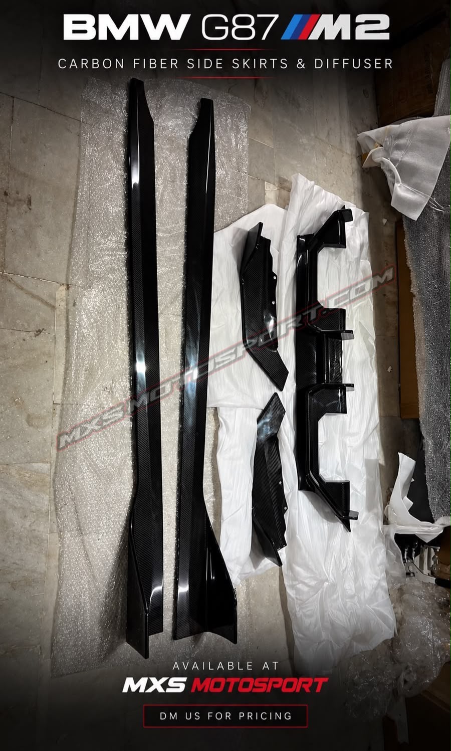 MXS4768 Carbon Fiber Side Skirts & Rear Diffuser for BMW G87 M2