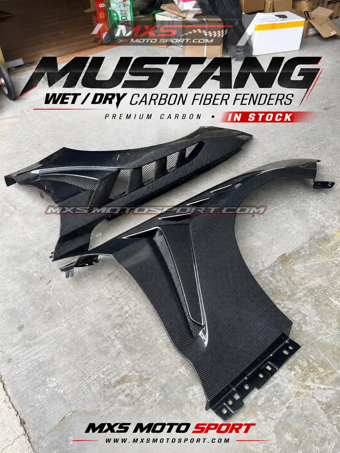 MXS4758 Mustang Wet Carbon Fiber Fender Flares