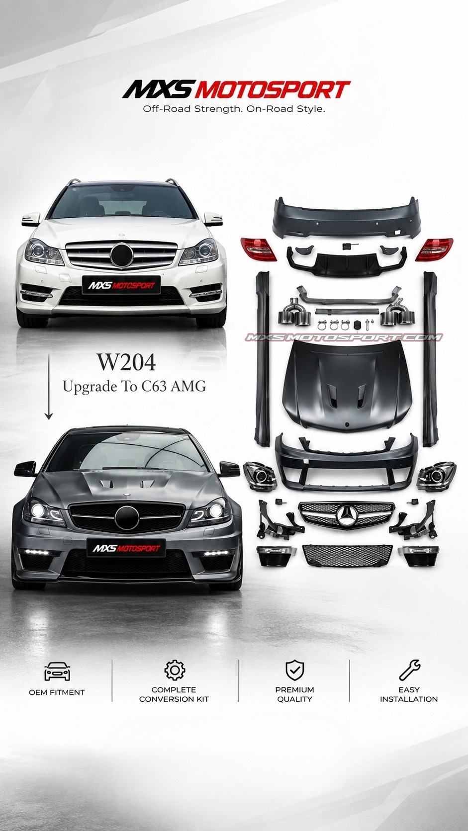 MXS4760 MERCEDES W204 → C63 AMG Conversion Kit