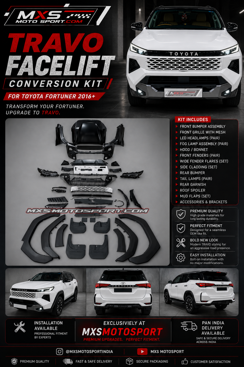 MXS4741 Travo Facelift Conversion Kit for Toyota Fortuner 2016+