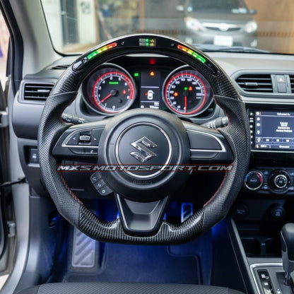 MXS4618 Carbon Fiber Race Steering Wheel with LED Shift Indicator – Baleno Performance Edition