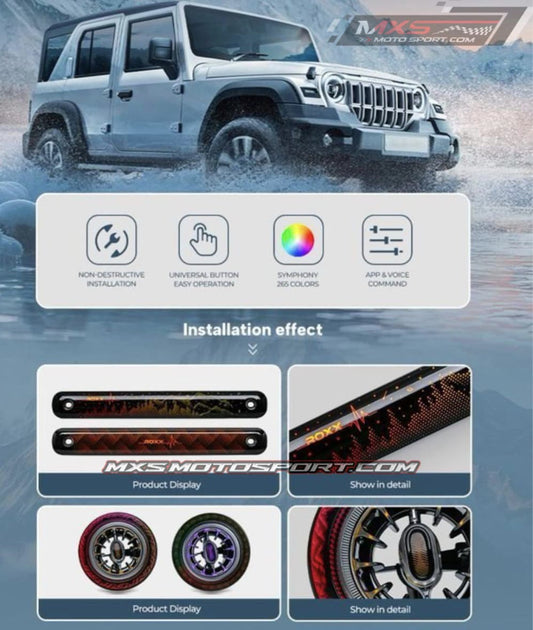 MXS4643 Cardi Ambient Lighting for Mahindra Thar ROXX | 256 Colors | App & Voice Control Interior Upgrade