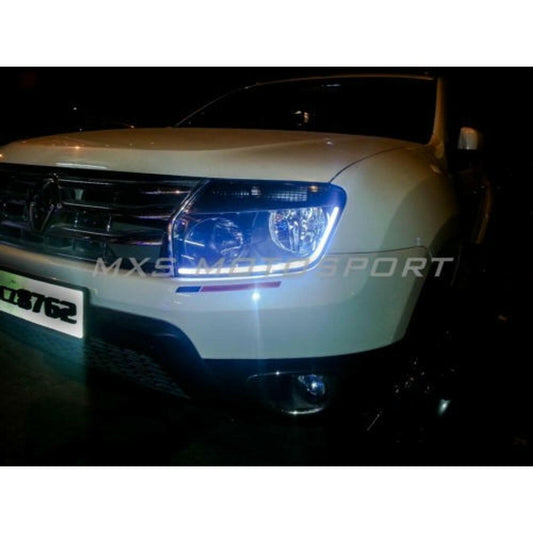 MXSHL47  Renault Duster Audi-Style White-Amber DRL Daytime Running Light with Matrix Mode - mxsmotosport