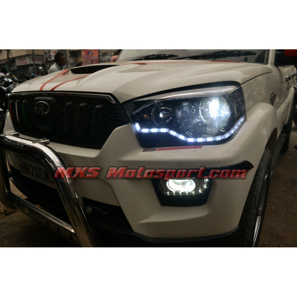 MXS2647 Mahindra Scorpio Audi-Style White-Amber DRL Daytime Running Light with Matrix Mode