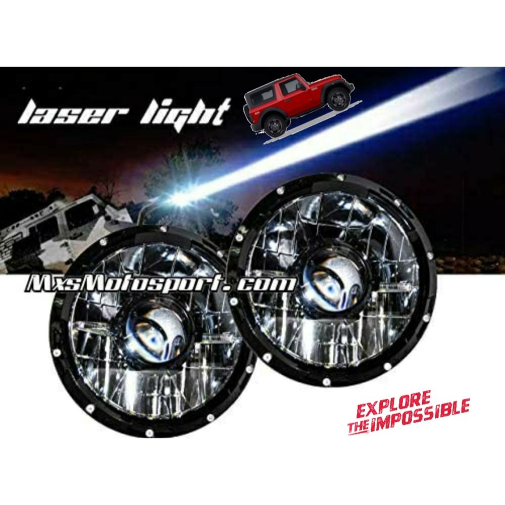 MXS3344 Retrofit For Mahindra Thar & Jeep Wrangler Laser Projector Headlight with LED Hi/Lo Dual Beam 12-24 volts for military Grade vehicles