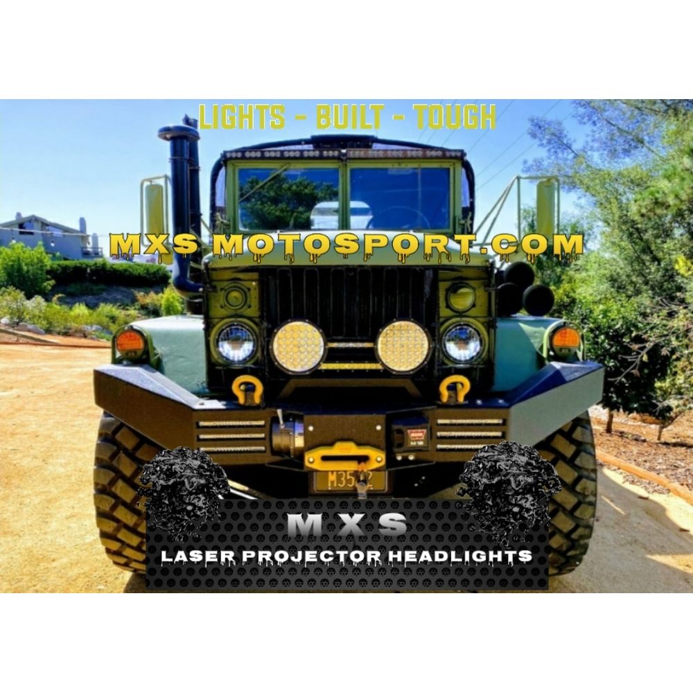 MXS3344 Retrofit For Mahindra Thar & Jeep Wrangler Laser Projector Headlight with LED Hi/Lo Dual Beam 12-24 volts for military Grade vehicles