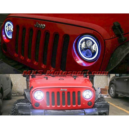 MXSHL502 Projector Headlights Halo Ring DRL Bluetooth App Control For Thar Jeep Wrangler