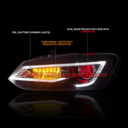 MXSHL630 Volkswagen Polo Led Daytime Projector Headlights with Matrix Mode