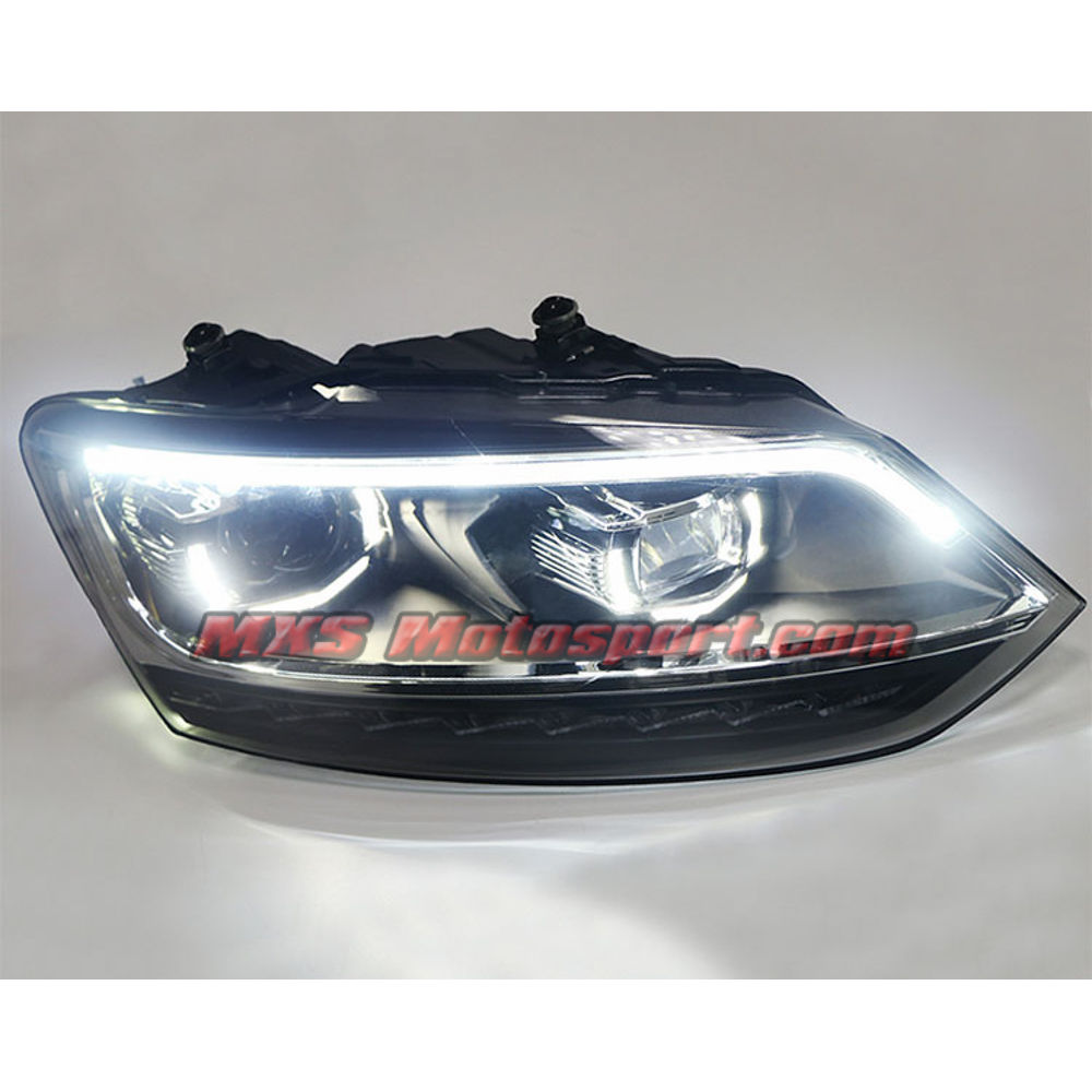MXSHL702 Volkswagen Polo Led Daytime Quad Projector Headlights with Matrix Turn Signal Mode